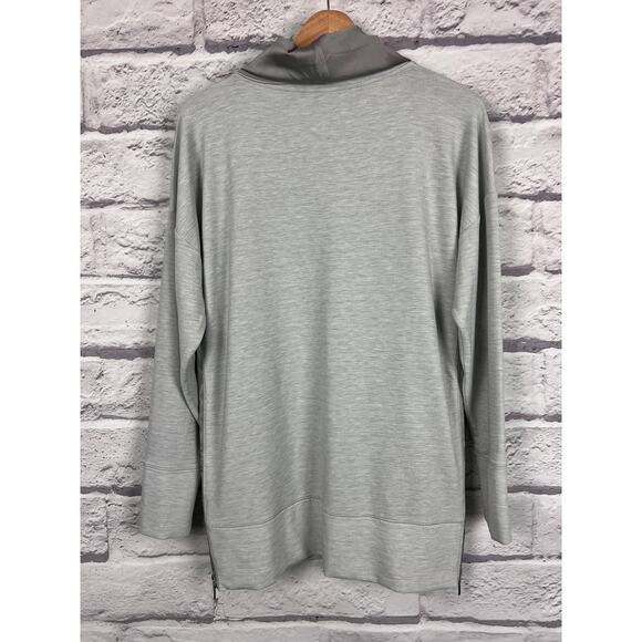 NWT White House‎ Black Market Women’s M Grey Funnel Neck Zip Pullover Chic Cozy - Picture 5 of 12